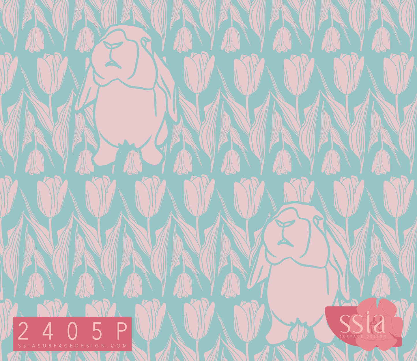 Curious Bunny with Lilies Pattern Design 2405