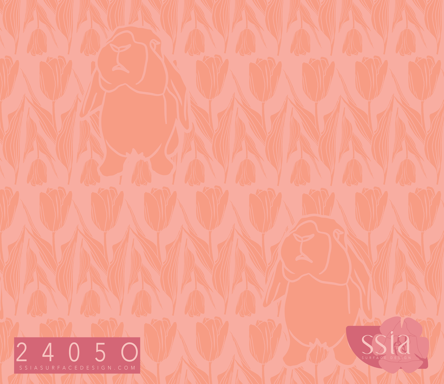 Curious Bunny with Lilies Pattern Design 2405