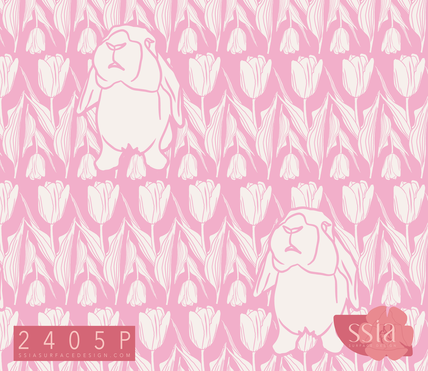 Curious Bunny with Lilies Pattern Design 2405